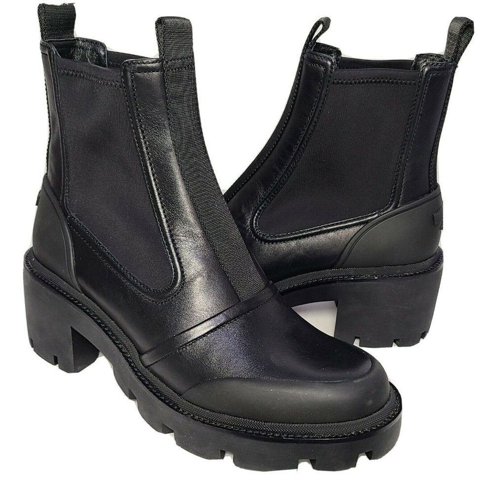TORY BURCH  BOOTS CHELSEA LUG-SOLE Platform Ankle Black Leather US 10 $428 new